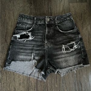 Black ripped, distressed Zara shorts